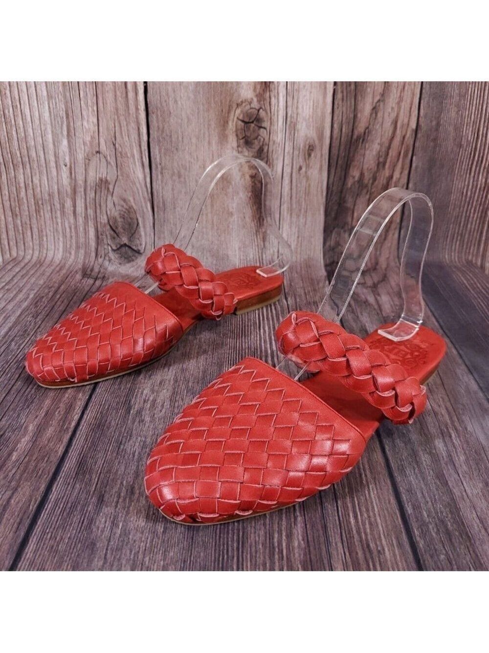 Elf Sea Escape Slide Sandals Womens Size 9 Made By Hand Red Leather